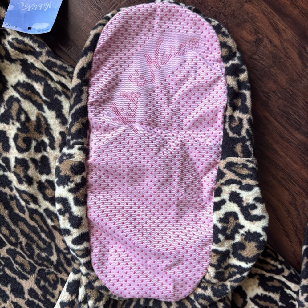 NWT NICK & NORA Footie Pajamas Leopard Print Fleece Womens 2XL Comfy Soft Lounge - Picture 16 of 16